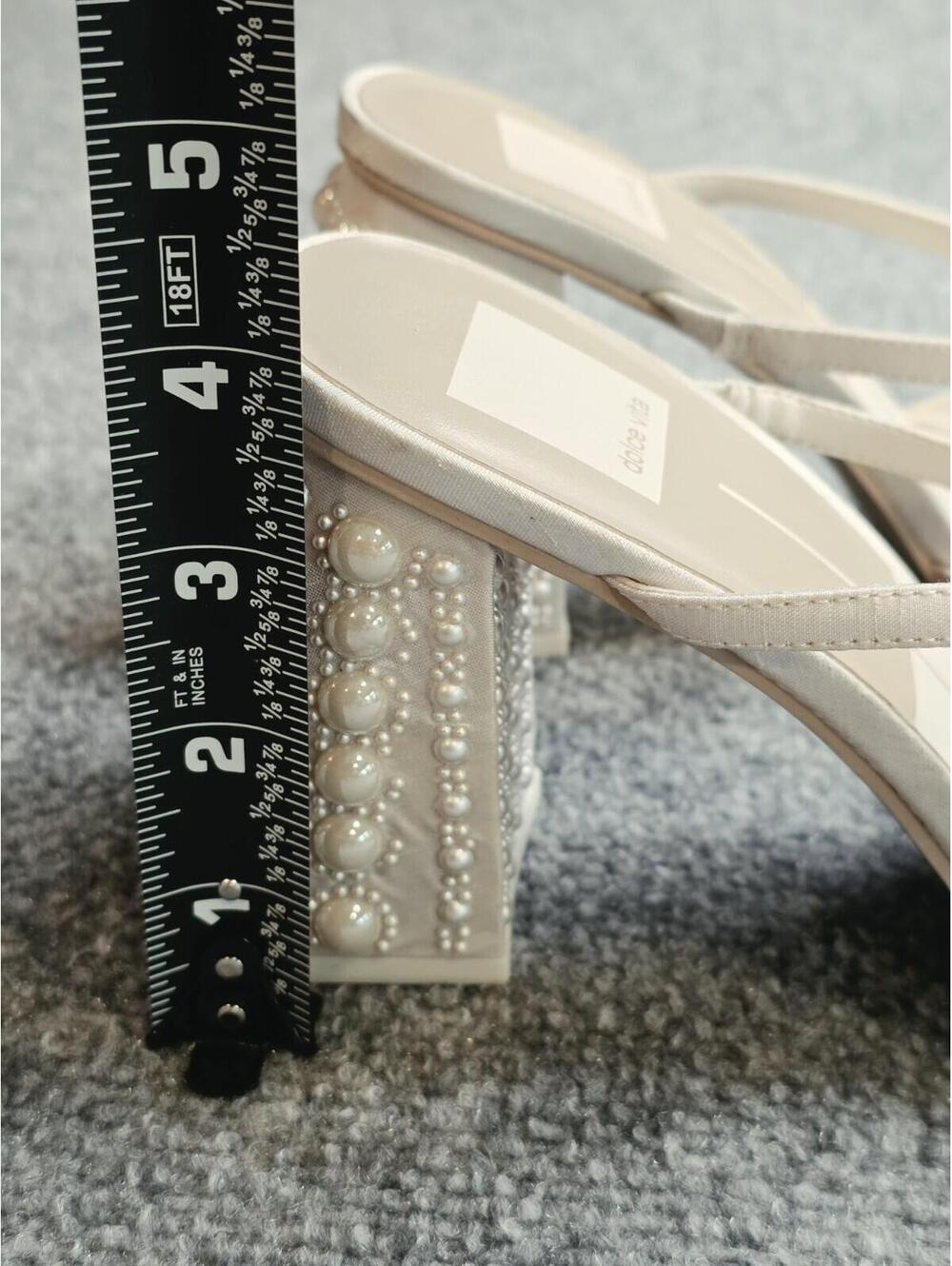 Jemmy Vanilla Pearl High Heel Slide Sandals Dolce Vita Sz 9 - Picture 9 of 9